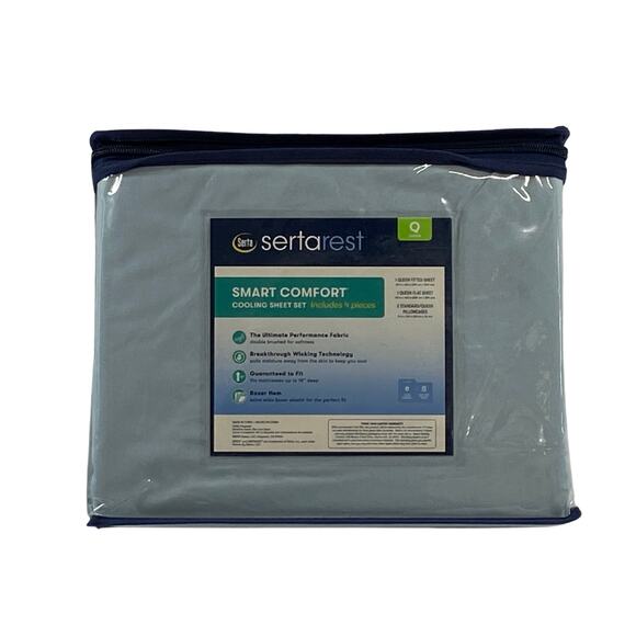 Serta Perfect Sleeper Premium Microfiber Sheet Set Light Blue Queen NEW - Picture 6 of 9